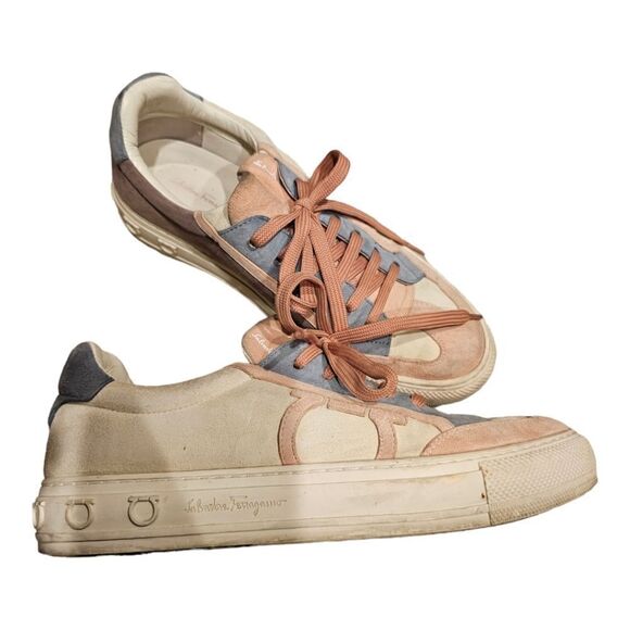 FERRAGAMO Wimbledon Gancini Suede Sneakers - Size 7 1/2C - Picture 6 of 11